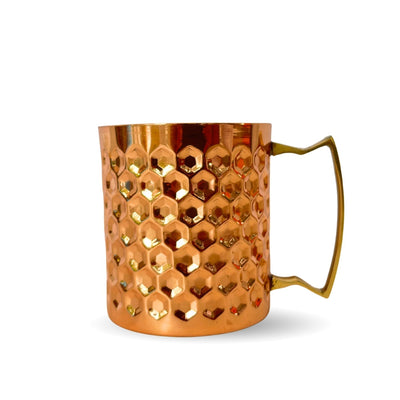 Glossy Hexagon Hammered Copper Mug