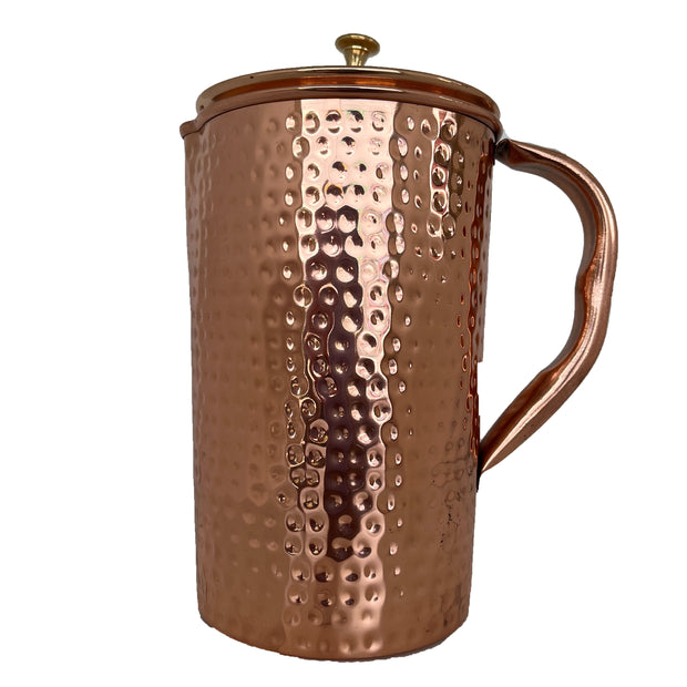 Copper | Hammered Water Jug with Cover
