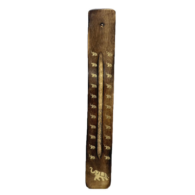 Indian Wooden Incense Stick Holder - Elephant & Star Style