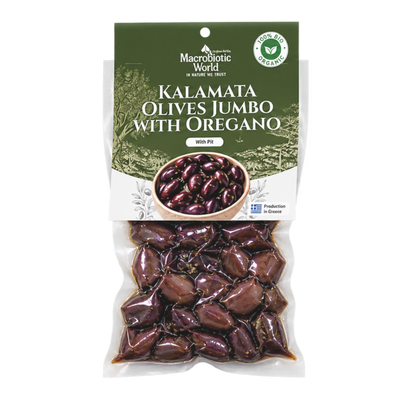 Organic/Bio Kalamata Olives Jumbo with Oregano (with Pit)
