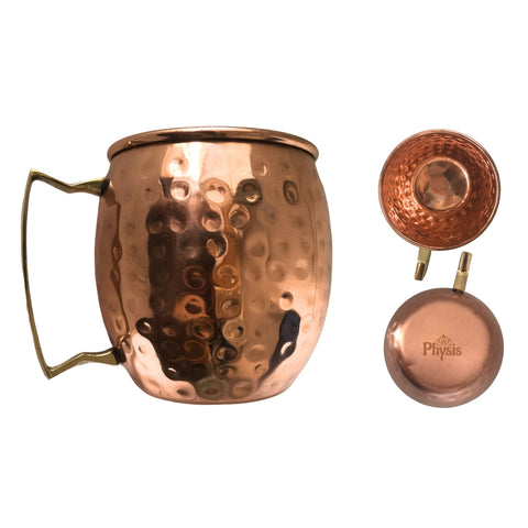 NATURAL EFE | HAMMERED COPPER WATER MUG | แก้วน้ำทองแดง สีทองลายตอกมีหูจับ 400 ML