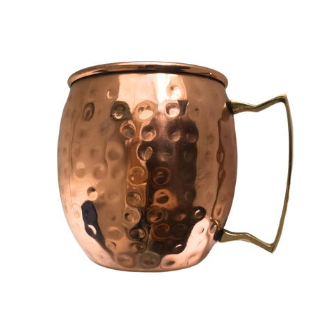 NATURAL EFE | HAMMERED COPPER WATER MUG | แก้วน้ำทองแดง สีทองลายตอกมีหูจับ 400 ML