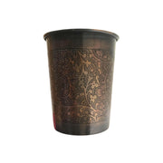 NATURAL EFE | ANTIQUE ENGRAVED COPPER WATER GLASS | แก้วน้ำทองแดง สีดำลายแกะสลัก 300 ML