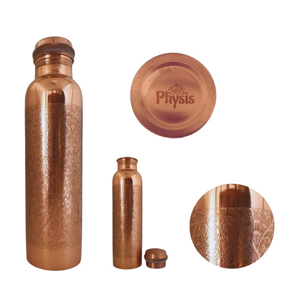 NATURAL EFE l ENGRAVED COPPER WATER BOTTLE