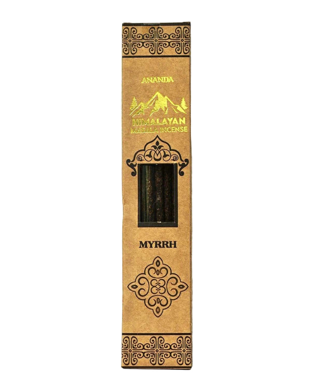 Ananda himalayan incense stick packaging on a light blue background
