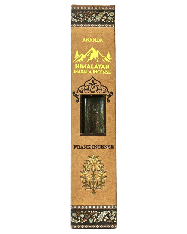 Himalayan Masala Incense packaging with 'Ananda' branding on a light blue background