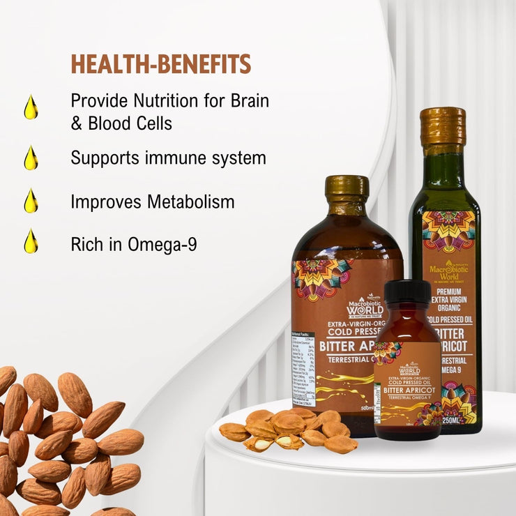 Organic/Bio Extra Virgin Cold Pressed Bitter Apricot Kernels Oil