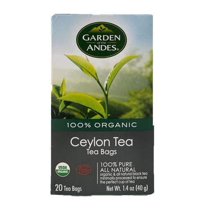 GARDEN ANDES 100% Tea Organic | Ceylon Tea 20 Teabags (1.4 oz) 40g