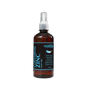 Bottle of colloidal zinc spray with a label on a white background