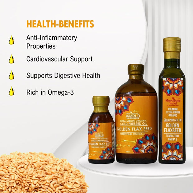 Organic/Bio Extra Virgin Cold Pressed Golden Flaxseed Oil