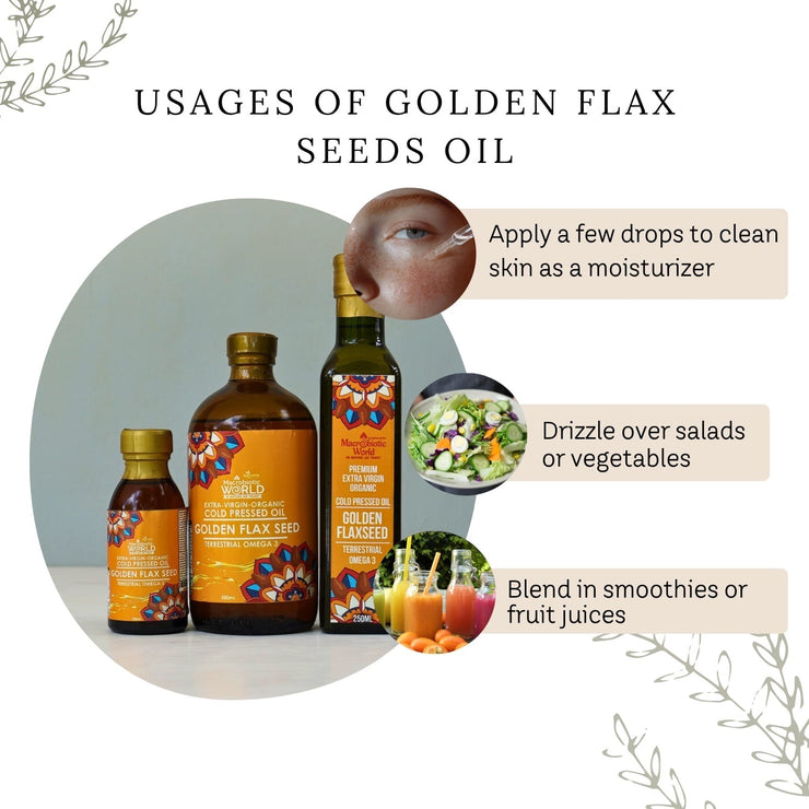 Organic/Bio Extra Virgin Cold Pressed Golden Flaxseed Oil