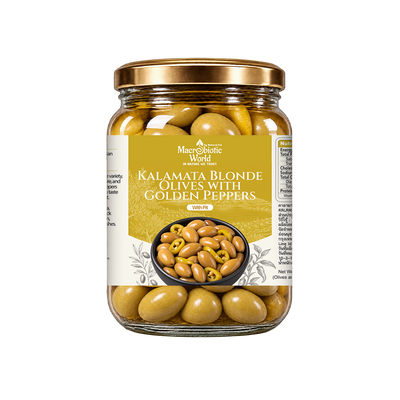Kalamata Blonde Olives with Golden Peppers (with Pit)