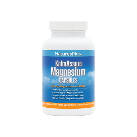 NaturesPlus KalmAssure Magnesium Capsules bottle on a white background