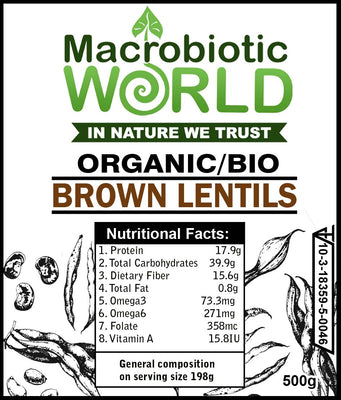 Brown Lentils - Organic Bio