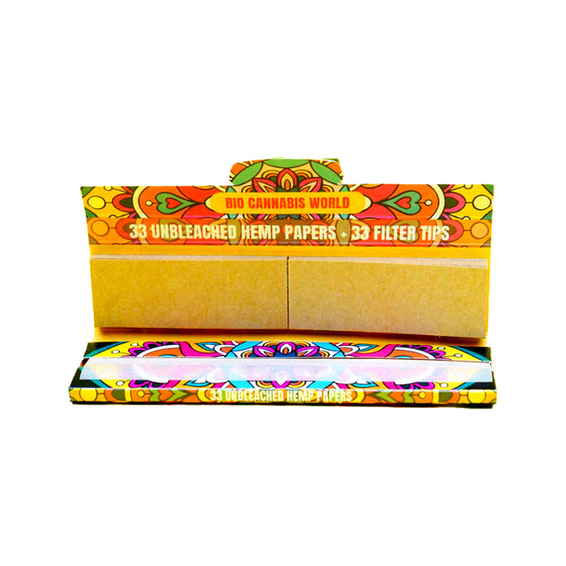 Organic-Bio Rolling Paper - Smoking Paper / ECO Friendly 33 Unbleached Hemp Papers + 33 Filter Tips