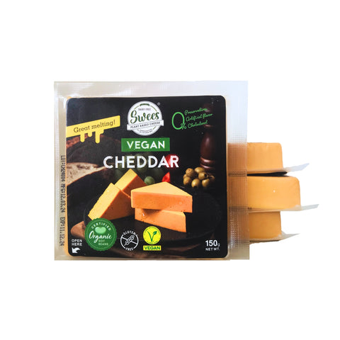 Organic SWEES Vegan Cheese l Cheddar Block l เชดด้าชีสเจแบบก้อน 150g EXP 26/2/2025