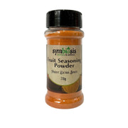 Bottle of Symbiosis Fruit Seasoning Powder on a light gray background