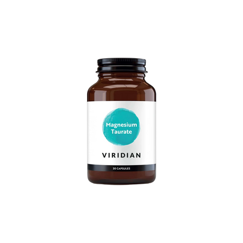 Brown supplement bottle with Viridian label on a white background