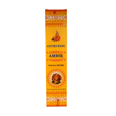 Ayurvedic Amber Masala Incense packaging on a white background