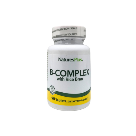 NaturesPlus B-Complex with Rice Bran supplement bottle on a white background