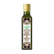 Bottle of Black Walnuts Oil with label on a white background