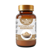 Bottle of Macrobiotic World Bentonite Clay Superfood Powder on a white background