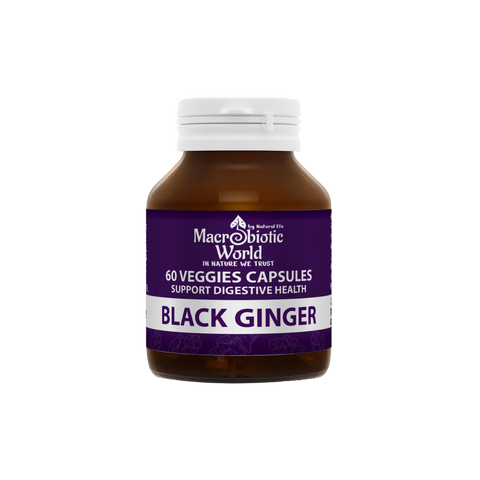 Macrobionic World Black Ginger supplement bottle on a white background