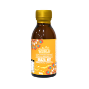 Bottle of Macrobiotic World Brazil Nut oil on a white background