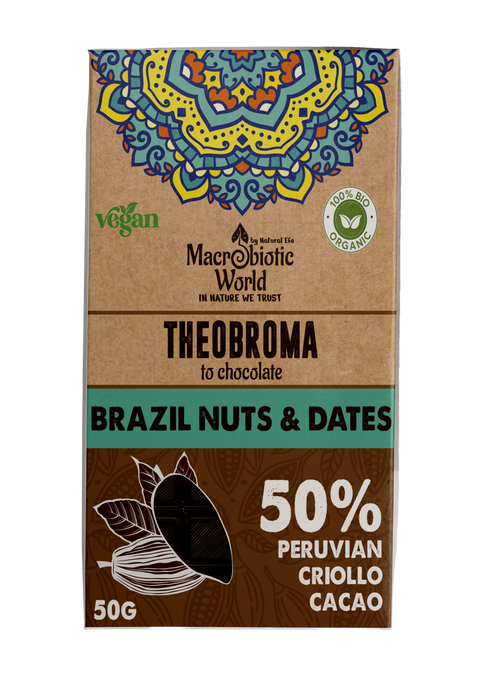 Organic Chocalate Vegan 50g, Brazil Nuts and Dates
