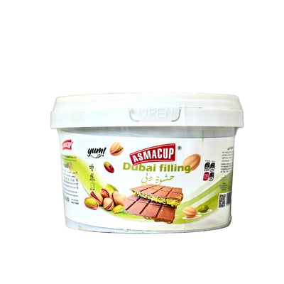 Asmacup Dubai filling container on a light gray background