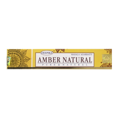Box of Deepika Amber Natural Masala Agarbatti on a white background
