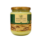 Jar of Desi Cow Ghee with a label on a white background