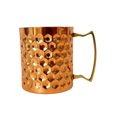 Glossy Hexagon Hammered Copper Mug