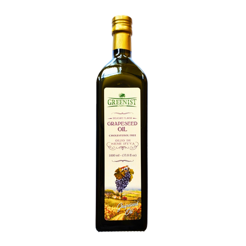 Bottle of Greenist Grapeseed Oil on a white background