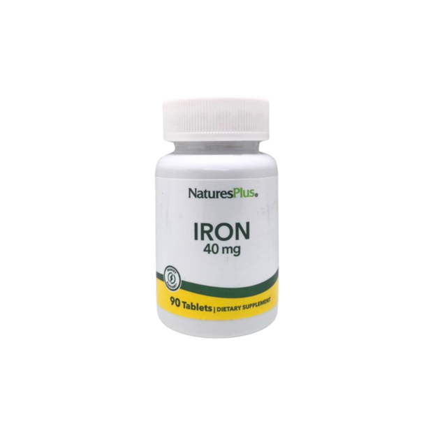 NaturesPlus Iron supplement bottle on a white background