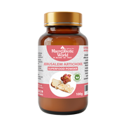 Bottle of Macrobiotic World Jerusalem Artichoke Superfood Powder on a white background
