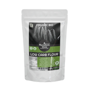 Package of Organic Bio Low Carb Flour with visible branding on a white background