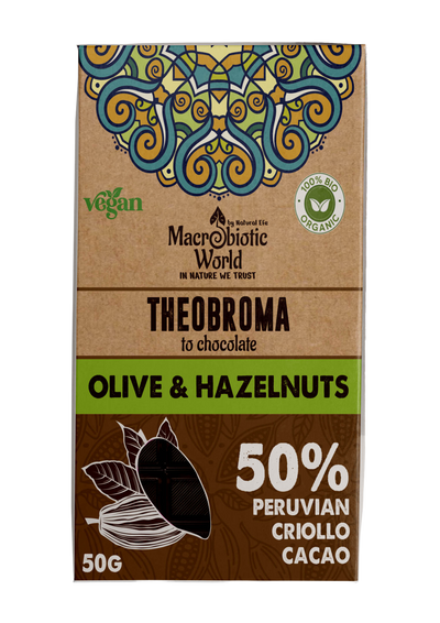 Organic Chocolate Vegan 50g , Olive and Hazelnut