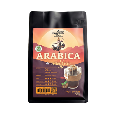 Maestro Coffee World Arabica drip coffee package on a white background