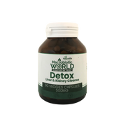Macrobiotic World Detox supplement bottle on a white background