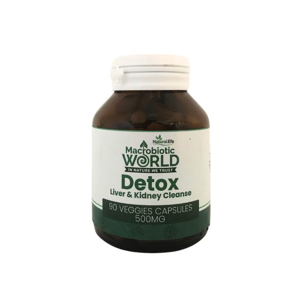 Macrobiotic World Detox supplement bottle on a white background