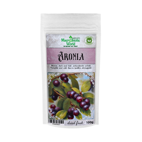 Aronia dried fruit package with a white background