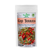 Goji berries package with brand logo on a white background