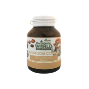 Bottle of Mushroom Complex capsules by Macrobiotic World on a white background