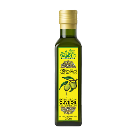 Bottle of Maximalist World Extra Virgin Olive Oil on a white background