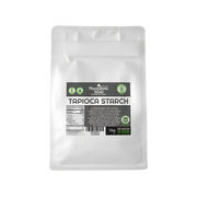 Package of tapioca starch with a label on a white background