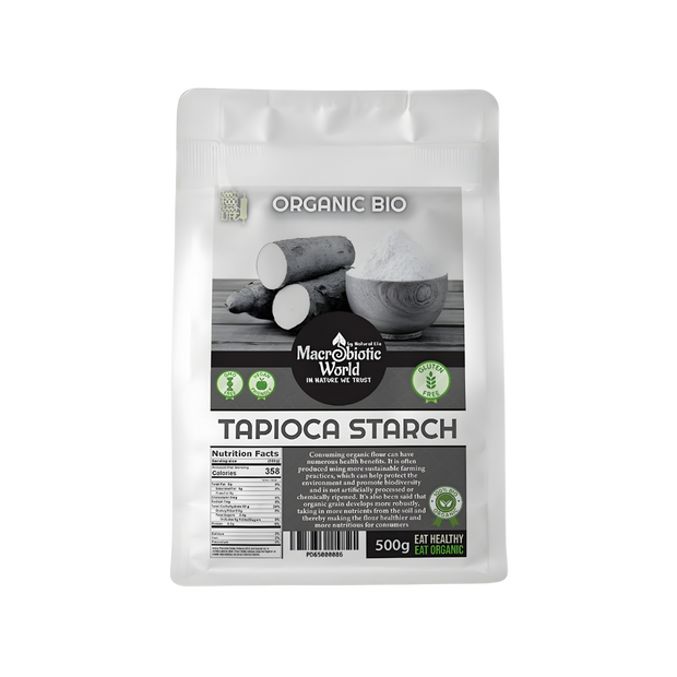Package of Macrobiotic World Tapioca Starch on a white background
