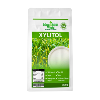 Package of Xylitol with Macrobiotic World branding on a white background