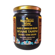Jar of Macrobiotic World Sesame Tahini on a white background
