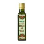 Bottle of Symbiosis Pecan Oil on a white background